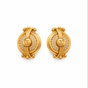 Valentino Garavani Vintage Pavé Crystal Logo Clip-On Earrings, Gold Plated, view 2