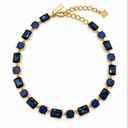 Oscar de la Renta Vintage Blue Crystal Necklace and Purple Crystal Clip-On Earrings, Gold Plated (Necklace and earrings set, view 2)