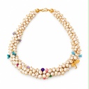 Handmade Freshwater Pearl Cluster Necklace with Gold Charm, 18K to 22K Gold Plated, view 2