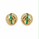 Kramer Vintage Emerald Green Baguette Rhinestone Necklace and Clip-On Earrings Set, Gold Tone, view 2
