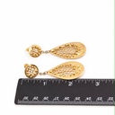 Vintage Gold-Plated Sterling Silver Openwork Teardrop Drop Earrings, view 2