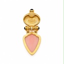 Richelieu Vintage Faux Pearl and Frosted Pink Shell Drop Clip-On Earrings, Gold Tone, view 2