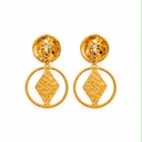 Vintage 1980s Jewel-Tone Cabochon and Black Enamel Hoop Drop Clip-On Earrings, Gold Plated, view 2