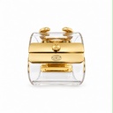 Chanel Oversized Clear Cuff Bracelet with Crystal and Faux Pearl CC, Gold Tone, view 2