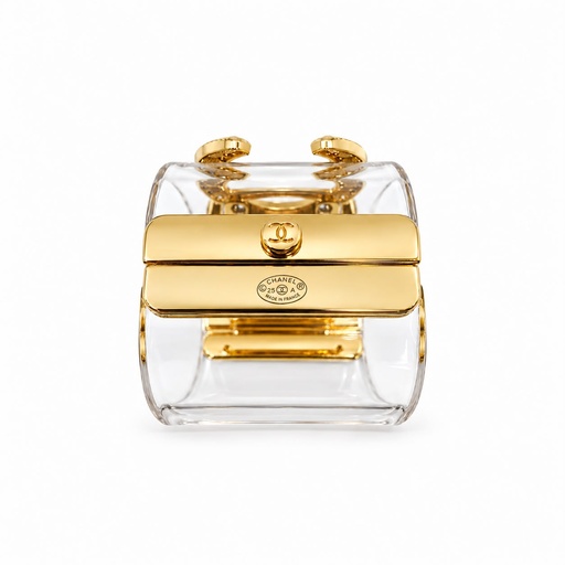 Chanel Oversized Clear Cuff Bracelet with Crystal and Faux Pearl CC, Gold Tone, view 2