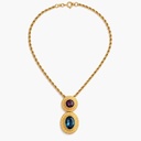 Christian Dior Vintage Purple and Blue Crystal Medallion Pendant Necklace and Pierced Stud Earrings, Gold Plated (set, view 2)