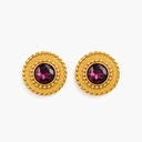 Christian Dior Vintage Purple and Blue Crystal Medallion Pendant Necklace and Pierced Stud Earrings, Gold Plated (set, view 3)