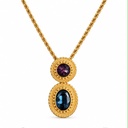 Christian Dior Vintage Purple and Blue Crystal Medallion Pendant Necklace and Pierced Stud Earrings, Gold Plated (set, view 4)