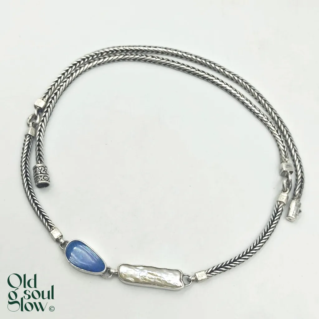 EXEX Claudia Agudelo Sterling Silver Keshi Pearl and Opal Necklace, view 3
