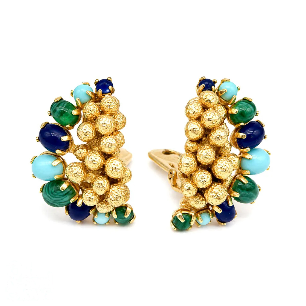Christian Dior Crescent Cabochon Runway Earrings