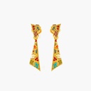 D'Orlan Clip Earrings with Turquoise, Coral & Pearl