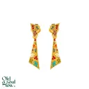 D'Orlan Clip Earrings with Turquoise, Coral & Pearl