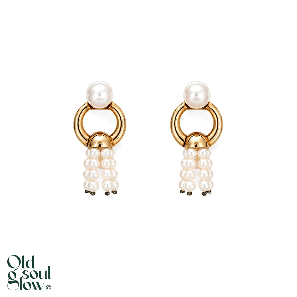 Cartier 18K Gold & Pearl Fringe Drop Earrings
