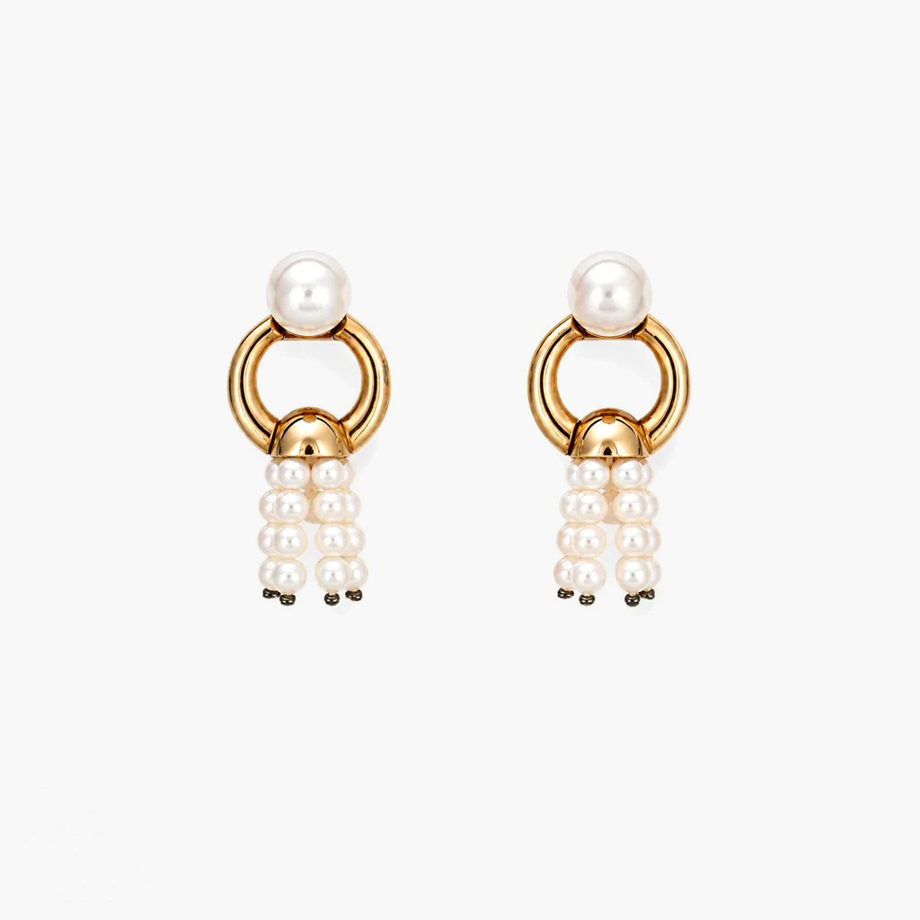 Cartier 18K Gold & Pearl Fringe Drop Earrings