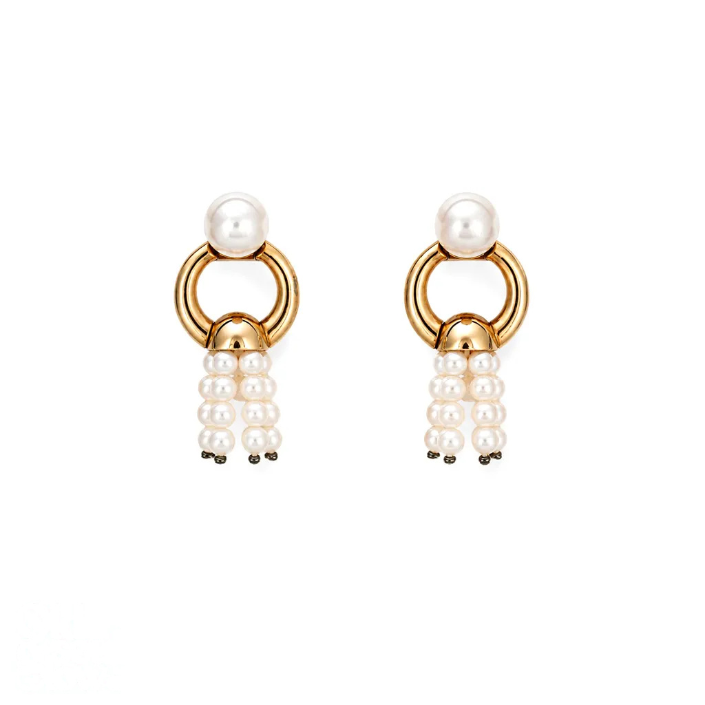 Cartier 18K Gold & Pearl Fringe Drop Earrings