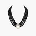 Ignazio Cartier Five-Strand Onyx & Mabé Pearl Choker