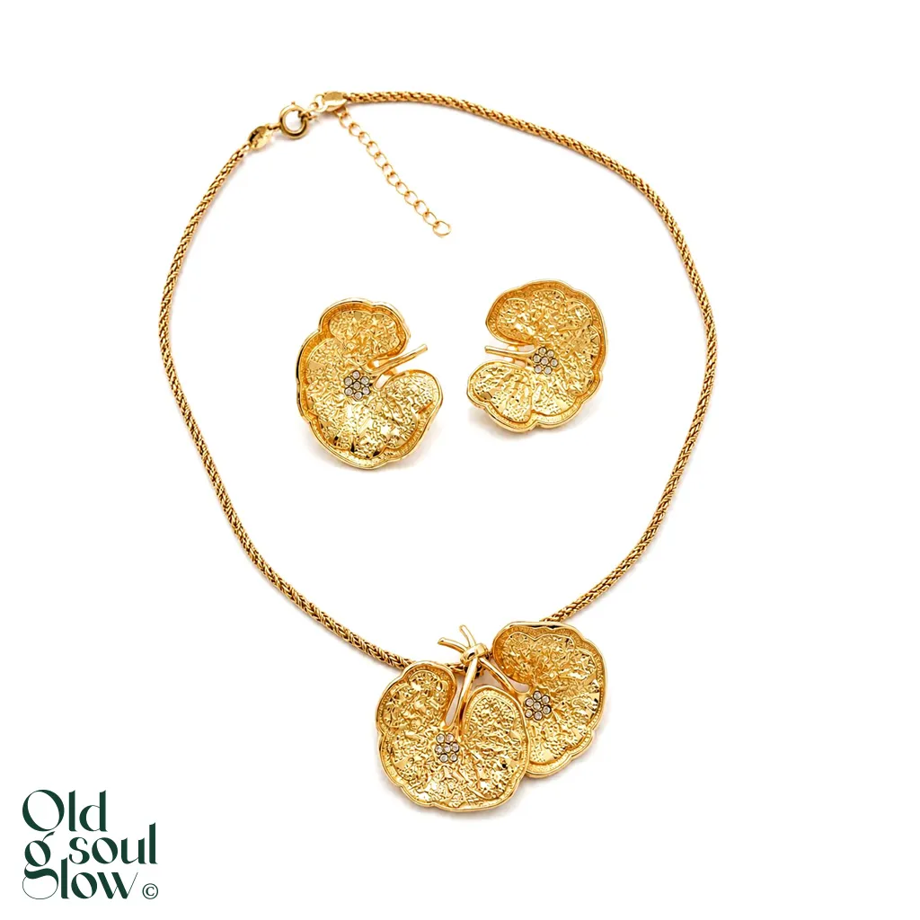 Christian Dior Floral Necklace & Earring Set