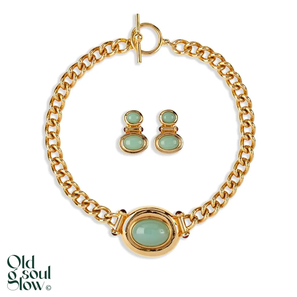 Susan Caplan Vintage Cabochon Necklace & Earring Set