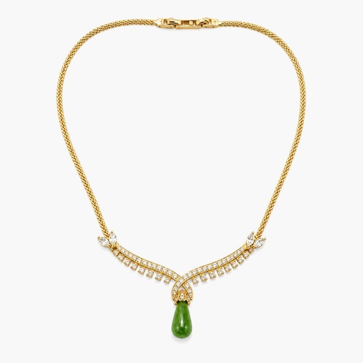 Oscar de la Renta Jade Green Teardrop Necklace