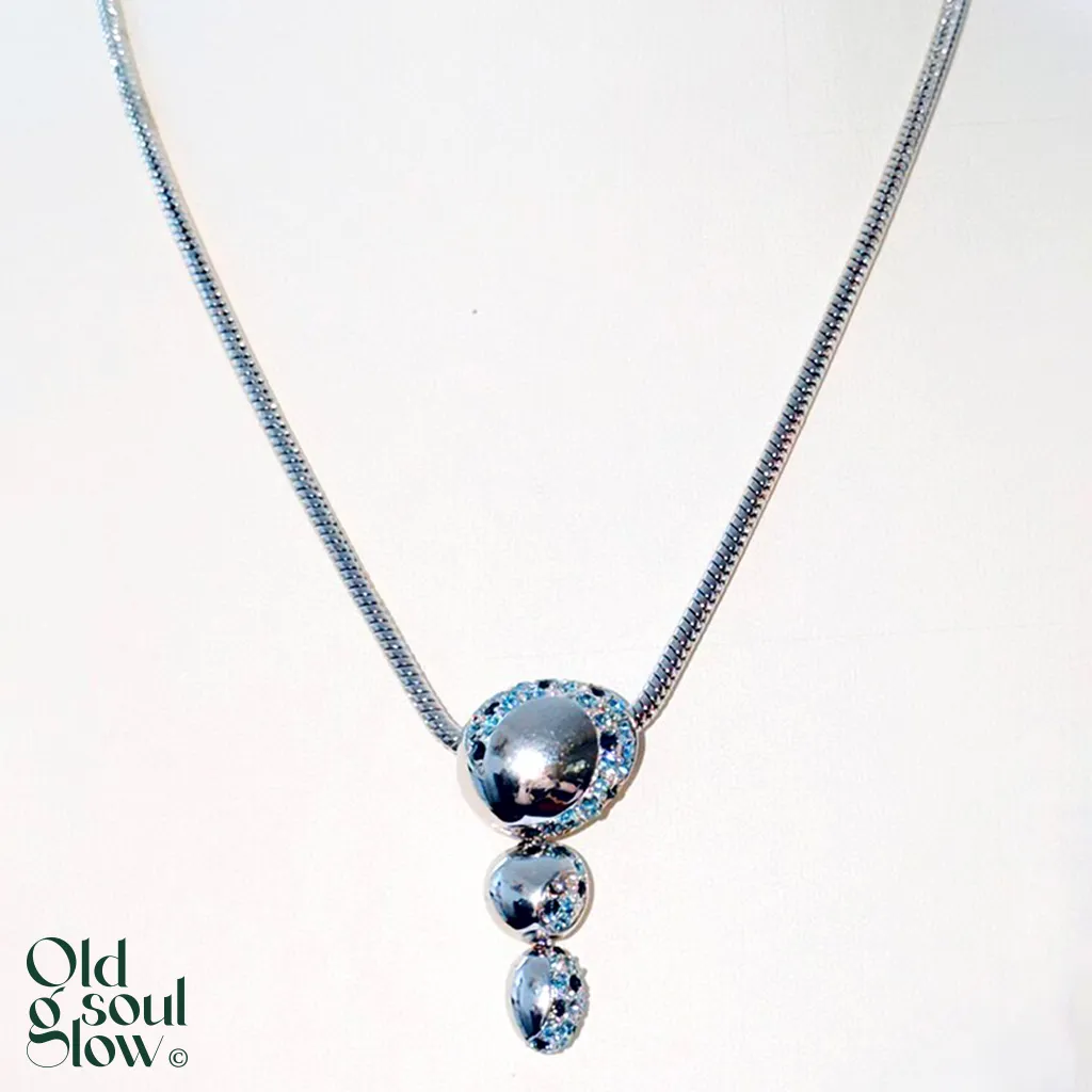 Grossé Rhodium Y-Necklace with Blue Pavé