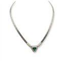 Christian Dior Vintage Triangle Green Crystal Necklace, Silver Tone