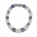 White Quartz and Blue Swarovski Crystal Necklace, Sterling Silver