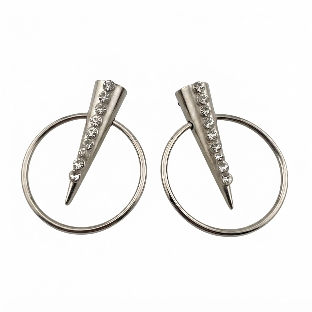 Gianni Versace Vintage 1980s Geometric Clip-On Earrings, Silver Tone