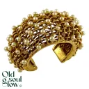 Chanel Vintage Braided Pearl Wide Cuff Bracelet