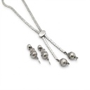 Monet Vintage Silver-Tone Slide Lariat Necklace and Clip Earrings Set
