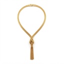Napier Vintage 1970s Gold-Tone Woven Chain Knot Tassel Necklace