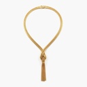Napier Vintage 1970s Gold-Tone Woven Chain Knot Tassel Necklace