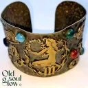 Zodiac Vintage Virgo Brass and Enamel Cuff Bracelet
