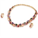 Vintage-Inspired Multicolour Crystal Teardrop Necklace and Earrings Set, Gold Tone