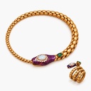 Vintage-Inspired Handmade Snake Choker and Wrap Ring Set with Purple Enamel, Antiqued Gold-Plated Brass