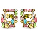 Hollycraft Vintage 1950s Pastel Rhinestone Fruit Salad Clip Earrings
