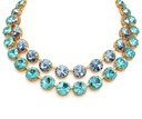 تشوكر مستوحى من الفنتج بصفّين من كريستال ريفولي بلوني الأكوامارين والياقوت الأزرق الفاتح، مطلي بالذهب عيار 14