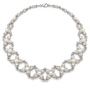 Swarovski Vintage 1990s Faux Pearl and Crystal Flower Choker, Rhodium Plated