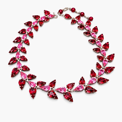 Vintage Pink and Red Rhinestone Collar Necklace, Attributed to Roger Scemama for Christian Dior
