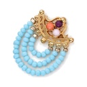 Vintage-Inspired Handmade Turkish Crescent Earrings with Beaded Strands, Gold-Plated Brass