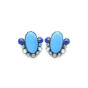 Schreiner Vintage 1960s Blue Glass and Rhinestone Clip Earrings