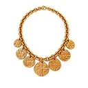 Monet Vintage 1980s Matte Gold-Tone Ancient Coin Charm Necklace