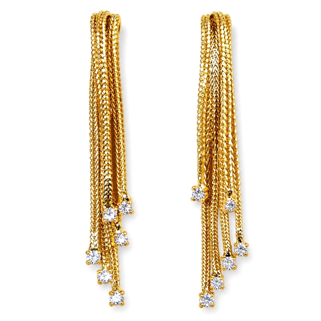 Hattie Carnegie Vintage Gold-Filled Waterfall Tassel Earrings, 14K Gold Studs