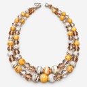 Vintage Marbled Art Glass and Crystal Bead Necklace, Unsigned