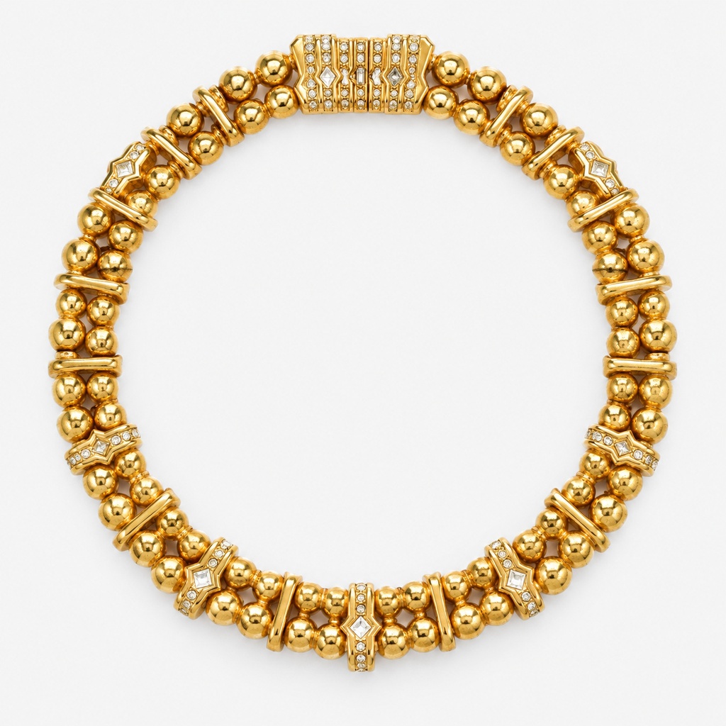 Christian Dior Vintage 1980s Gold-Tone Rhinestone Collar Necklace