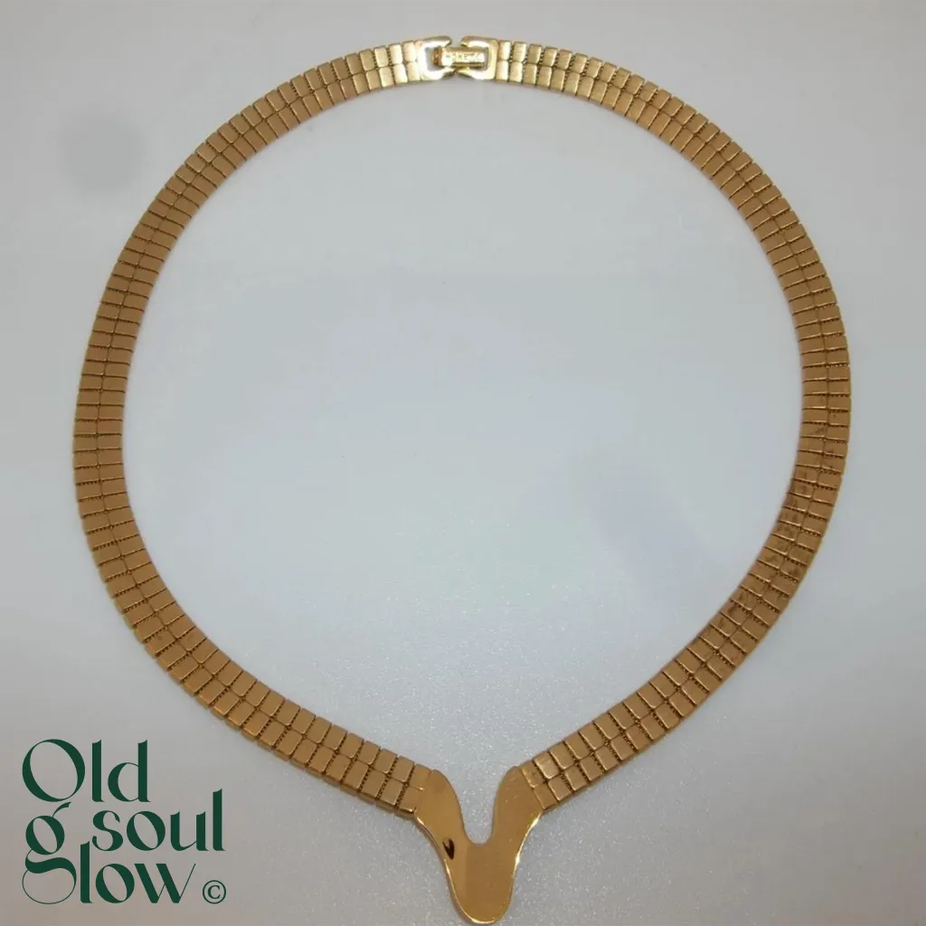 Monet Vintage Gold Tone Omega Link Choker Necklace