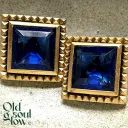 Yves Saint Laurent Vintage Blue Glass Clip-On Earrings