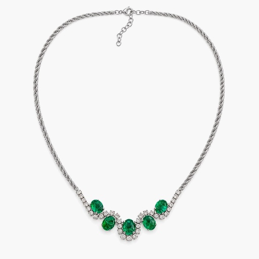 Christian Dior Vintage Emerald Green Crystal Choker, Silver Tone