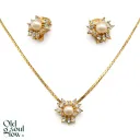 Christian Dior Vintage Crystal and Pearl Snowflake Necklace and Earrings Set