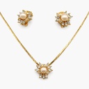 Christian Dior Vintage Crystal and Pearl Snowflake Necklace and Earrings Set