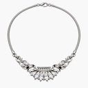 Trifari Vintage 1950s Coronet Clear Rhinestone Necklace, Silver Tone